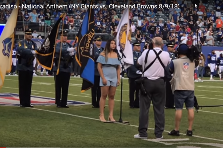 High Tech’s Brianna Paradiso Sings National Anthem at Giants Preseason Game
